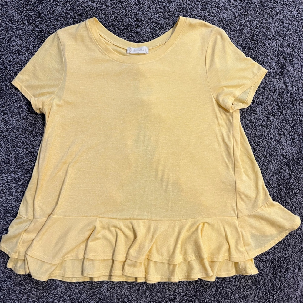 Yellow Altar’d State ruffled short sleeve shirt size medium women’s